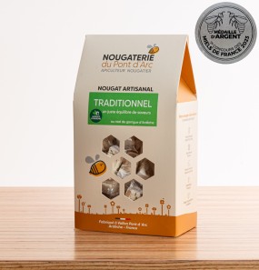 Nougat artisanal nature 300g recette traditionnelle miel made in France amande de provence qualite haut de gamme