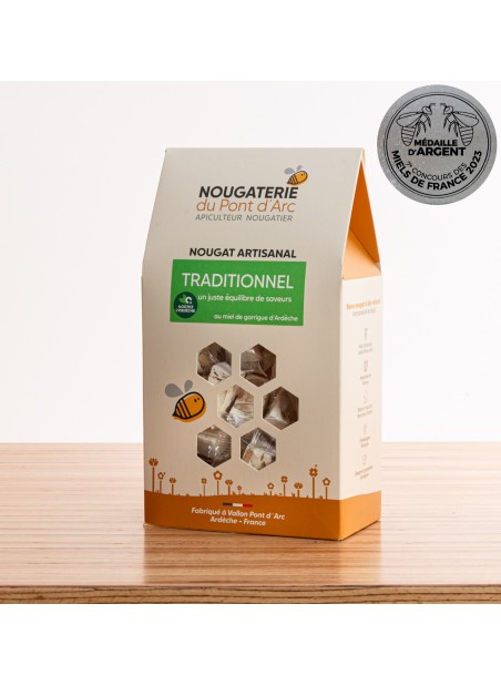 Nougat artisanal nature 300g recette traditionnelle miel made in France amande de provence qualite haut de gamme