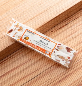 barre 100g Nougat artisanal naturel orange made in France miel Ardeche amande de provence qualite haut de gamme prestige