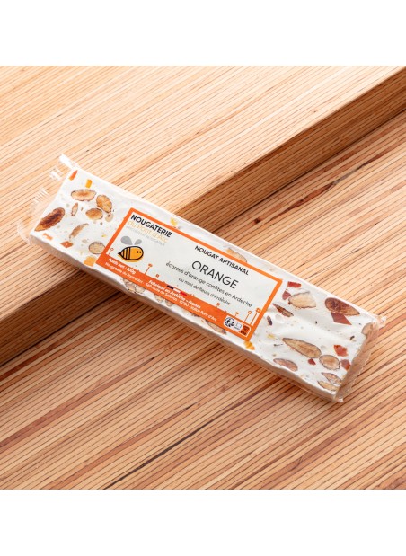 barre 100g Nougat artisanal naturel orange made in France miel Ardeche amande de provence qualite haut de gamme prestige