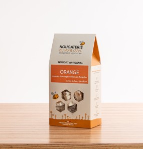 boite 150 Nougat artisanal naturel orange made in France miel Ardeche amande de provence qualite haut de gamme prestige