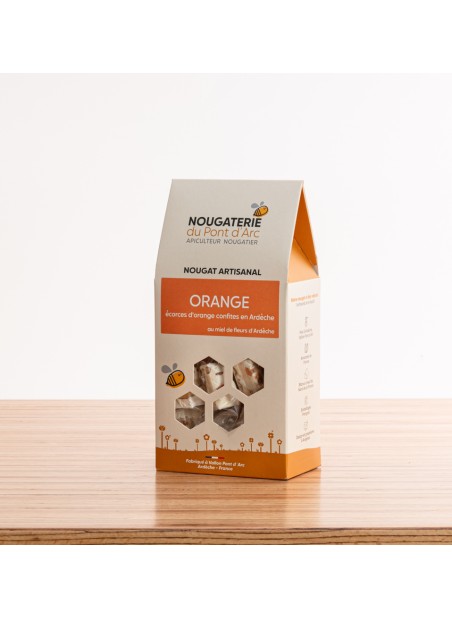 boite 150 Nougat artisanal naturel orange made in France miel Ardeche amande de provence qualite haut de gamme prestige