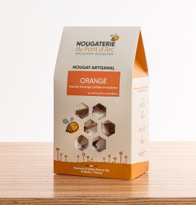 boite 300 Nougat artisanal naturel orange made in France miel Ardeche amande de provence qualite haut de gamme prestige