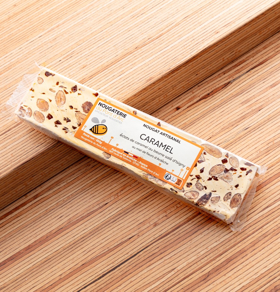 barre 100 Nougat artisanal naturel caramel beurre sale isigny normandie made in France miel Ardeche